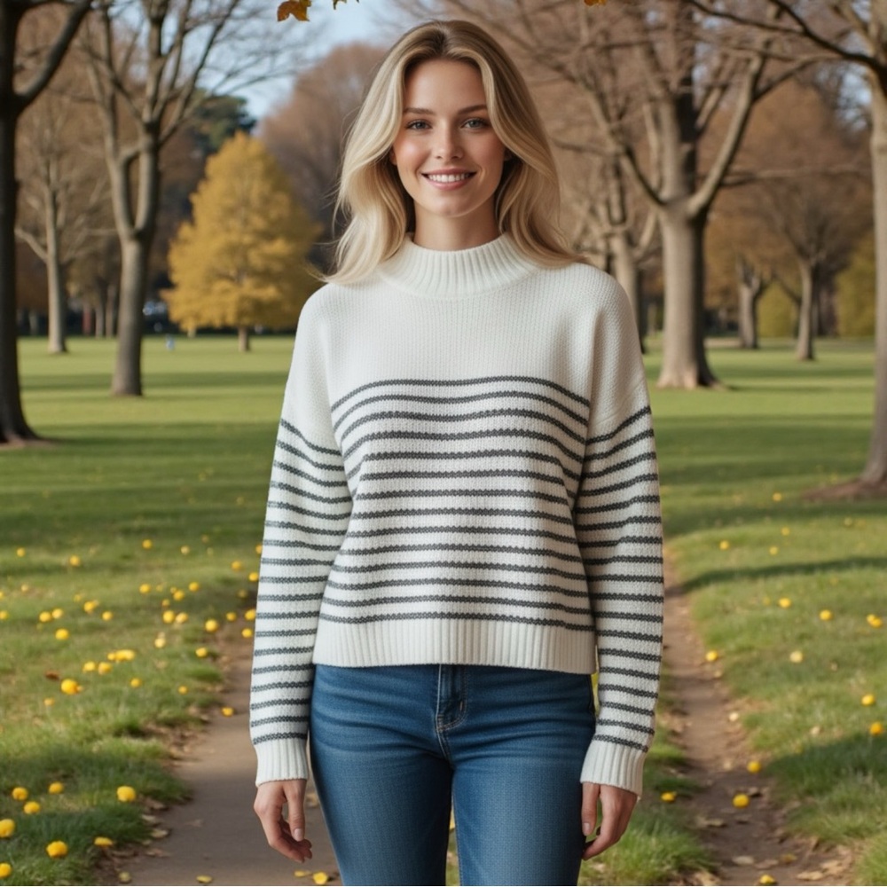 NWOT Violets & Roses‎ x Stitch Fix Lightweight Spring Cropped Mock Neck Sweater